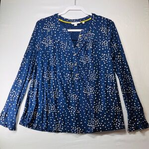 Boden Navy‎ and White Starburst Patterned Blouse
